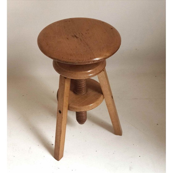 Image 1 of Vintage beechwood screw-down workshop stool, 1950