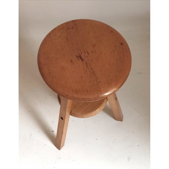 Image 1 of Vintage beechwood screw-down workshop stool, 1950
