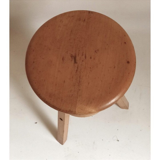Image 1 of Vintage beechwood screw-down workshop stool, 1950