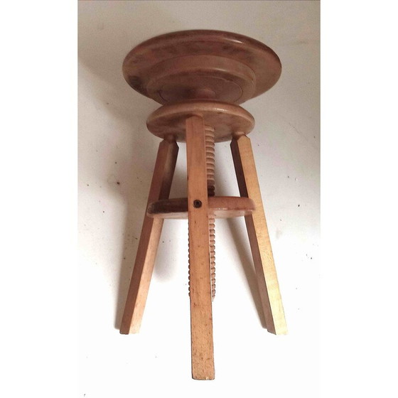 Image 1 of Vintage beechwood screw-down workshop stool, 1950