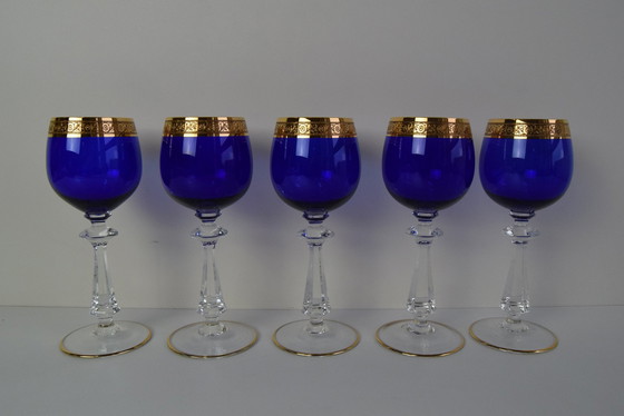 Image 1 of Set Of Five Mid-Century Wine Glasses, 1950S.