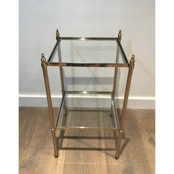 Image 1 of Pair of vintage silver-plated end tables, France 1940