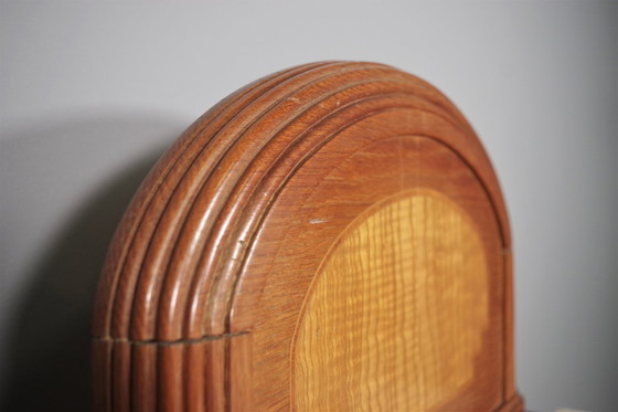 Image 1 of Vintage 1940S-50S Cherry & Beech Wood Nightstand With Marble Top – Italian Mid-Century Elegance
