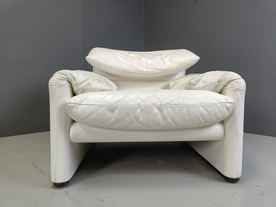 Image 1 of Leather Maralunga Sofa Set By Vico Magistretti For Cassina, 1973