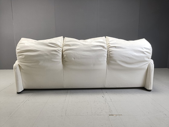 Image 1 of Leather Maralunga Sofa Set By Vico Magistretti For Cassina, 1973