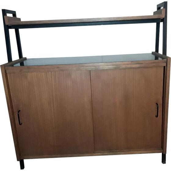 Image 1 of Credenza vintage con piano in laminato nero di Pierre Guariche, 1950