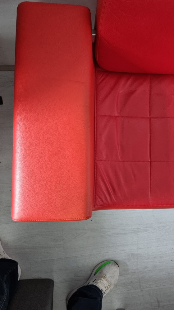 Image 1 of Sitland Red Leather Sofa