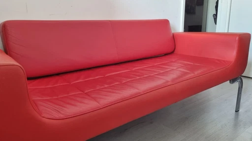 Sitland Red Leather Sofa