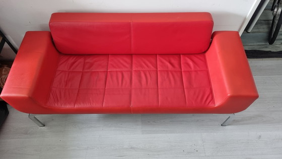 Image 1 of Sitland Red Leather Sofa