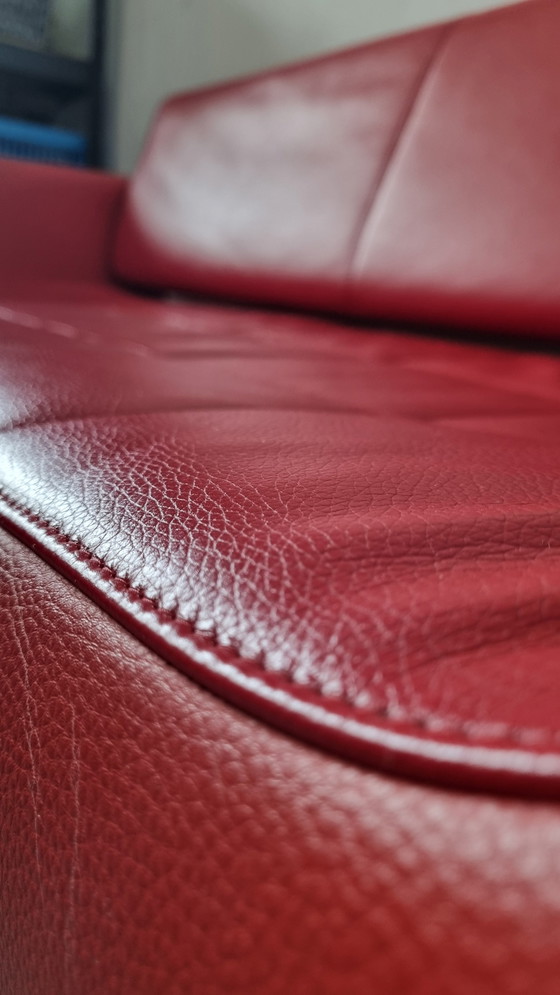 Image 1 of Sitland Red Leather Sofa