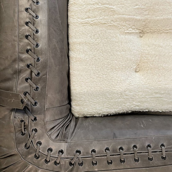 Image 1 of Divano letto Anfibio in pelle vintage di Alessandro Becchi per Giovannetti, 1972