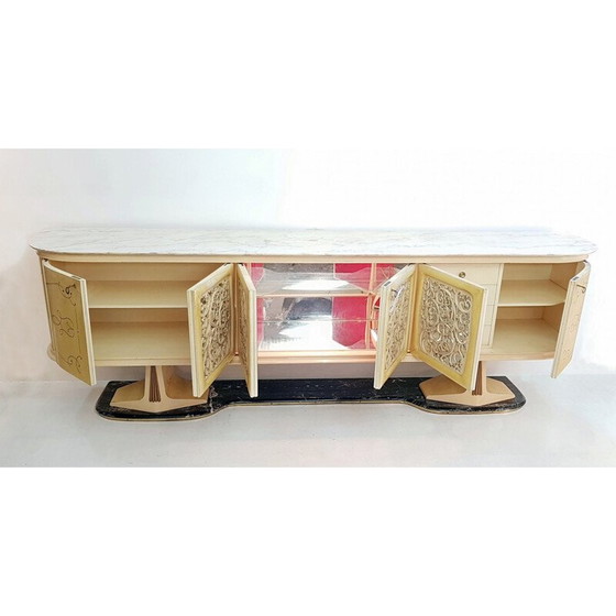 Image 1 of Vintage parchment sideboard with marble base, Italy1959