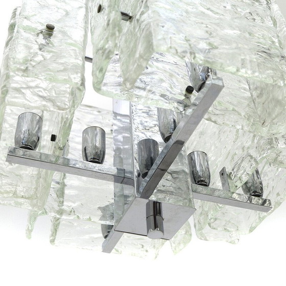Image 1 of Vintage chrome chandelier with glass diffusers by Mazzega, 1970s