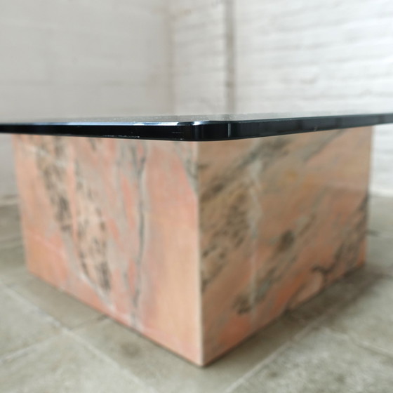 Image 1 of Marble & Glass Cocktail Table