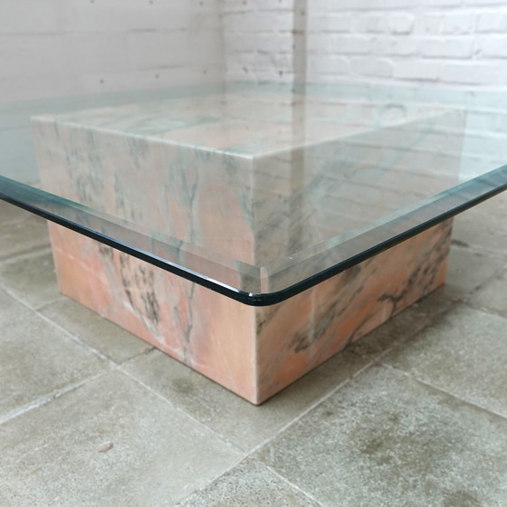 Image 1 of Marble & Glass Cocktail Table