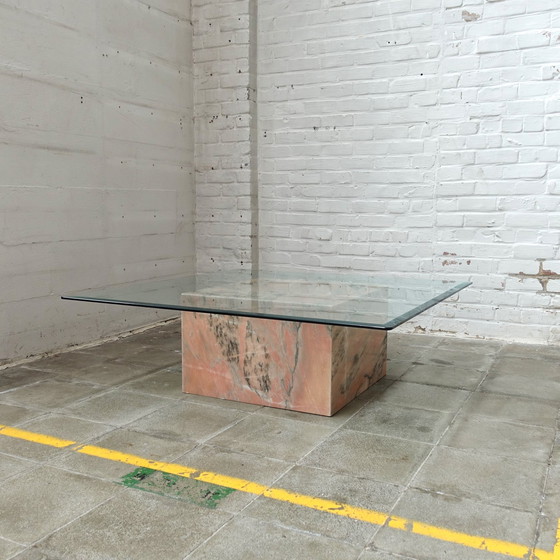 Image 1 of Marble & Glass Cocktail Table