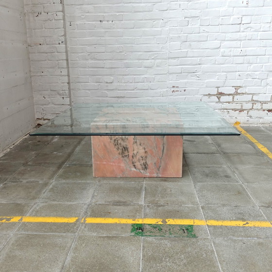 Image 1 of Marble & Glass Cocktail Table