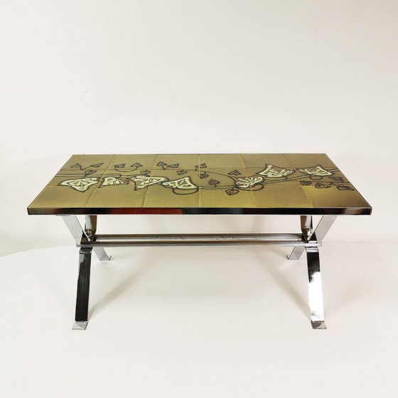 Image 1 of Tavolino da caffè vintage con piano in ceramica, Belgio 1960