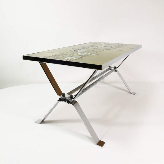 Image 1 of Tavolino da caffè vintage con piano in ceramica, Belgio 1960