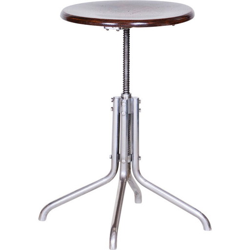 Vintage beechwood swivel piano stool by Mücke Melder, Czechia 1930