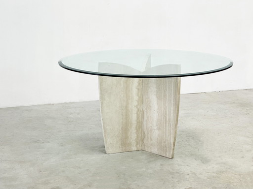 Elegant travertine dining table