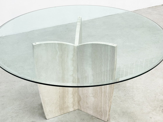 Image 1 of Elegant travertine dining table