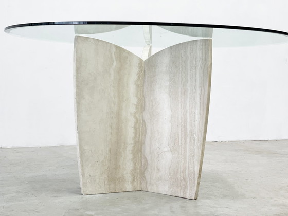 Image 1 of Elegant travertine dining table