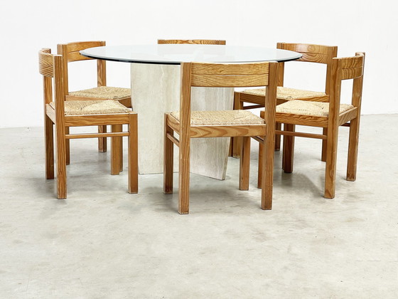 Image 1 of Elegant travertine dining table