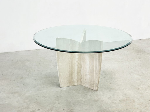 Elegant travertine dining table