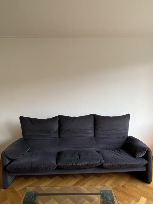 Cassina Maralunga Velvet 3-Seater Sofa Vintage Vico Magistretti