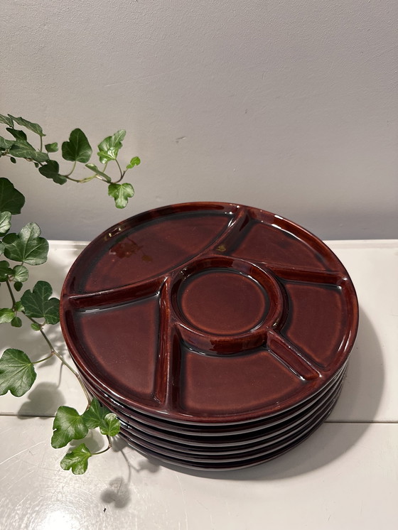 Image 1 of Ceramic Vintage Fondue Gourmet Plates