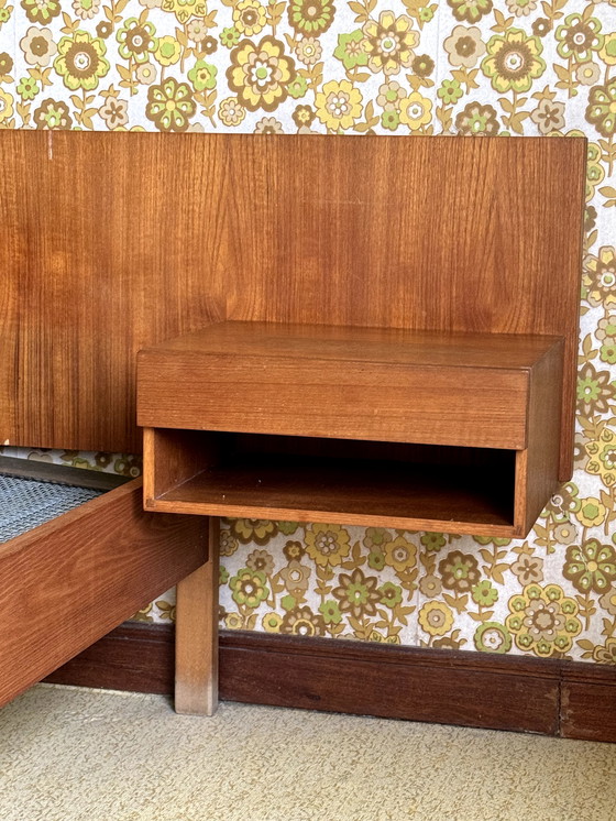 Image 1 of Mid - Century Double bed with headboard and night tables OMF