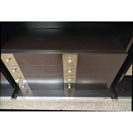 Image 1 of Credenza componibile vintage in legno wengé, acciaio e specchio di Sormani, anni '70