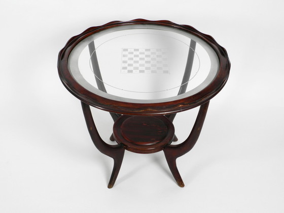 Image 1 of Échiquier et table d'appoint originaux Mid Century en bois et verre d'Italie