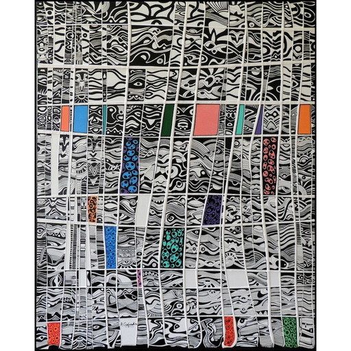 Acrílico vintage sobre lienzo "Vibraciones de primavera" de Alain Carpentier, 2022