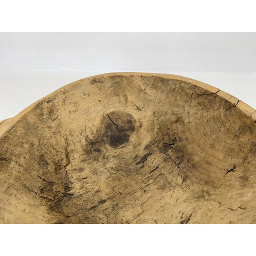 Vintage round wooden dough trough, 1900s