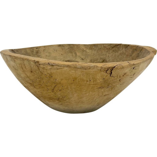 Vintage round wooden dough trough, 1900s