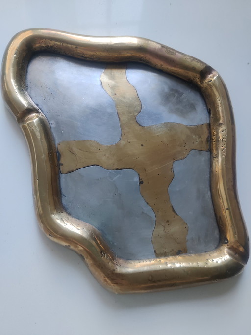 David Marshall Brutalist Andiron Brass Aluminium