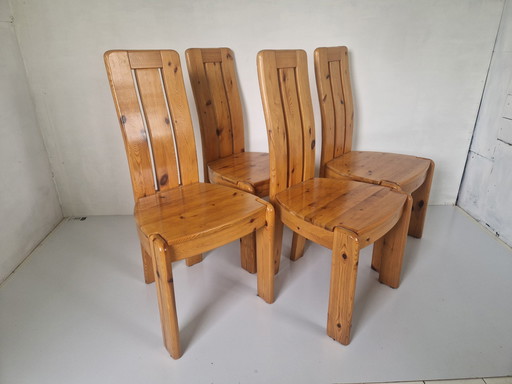 Vintage Brutalist Pine Wood Chairs