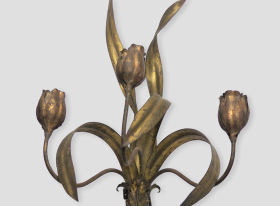 Image 1 of Pair Of Wall Lights With Leaves And Tulips