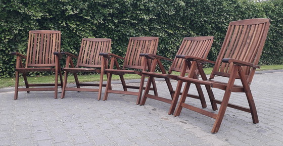 Image 1 of 5 chaises de plage pliantes en teck de Teak & Garden