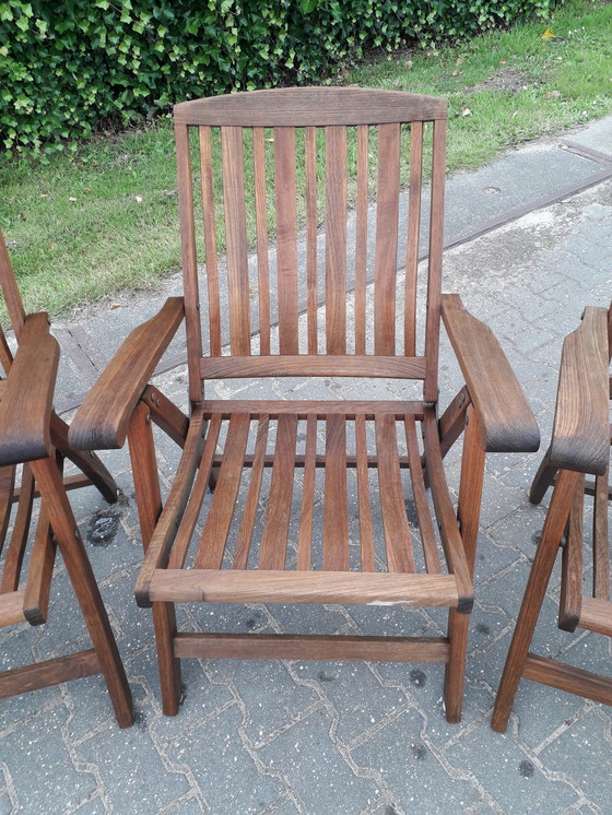 Image 1 of 5 chaises de plage pliantes en teck de Teak & Garden