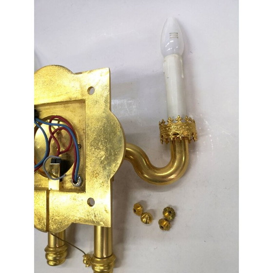 Image 1 of Vintage gold plated and enameled wall lamp by artist Jozsef Engelsz