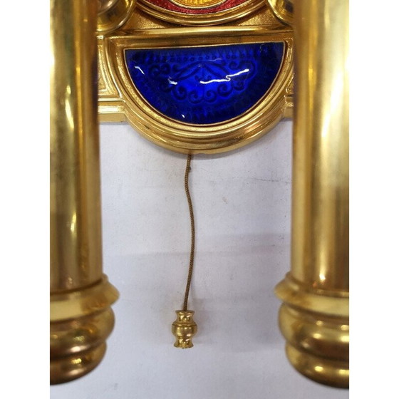 Image 1 of Vintage gold plated and enameled wall lamp by artist Jozsef Engelsz