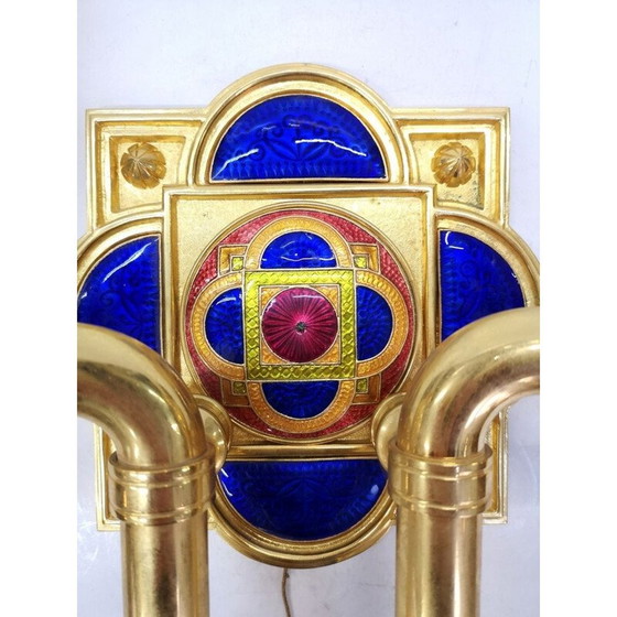 Image 1 of Vintage gold plated and enameled wall lamp by artist Jozsef Engelsz