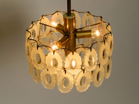 Image 1 of Italian Mid Century chandelier with oval Murano glasses