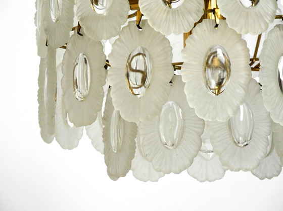 Image 1 of Italian Mid Century chandelier with oval Murano glasses