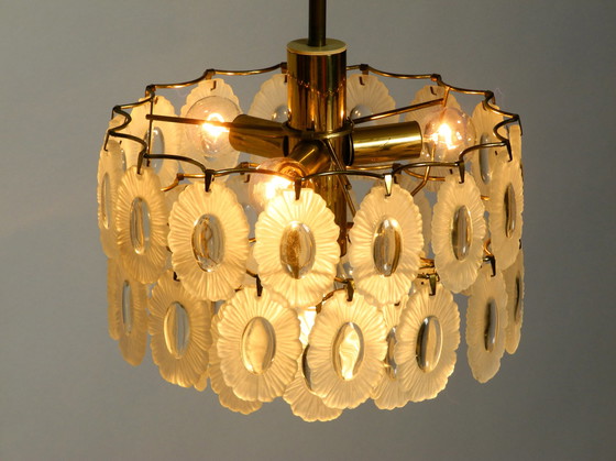 Image 1 of Italian Mid Century chandelier with oval Murano glasses