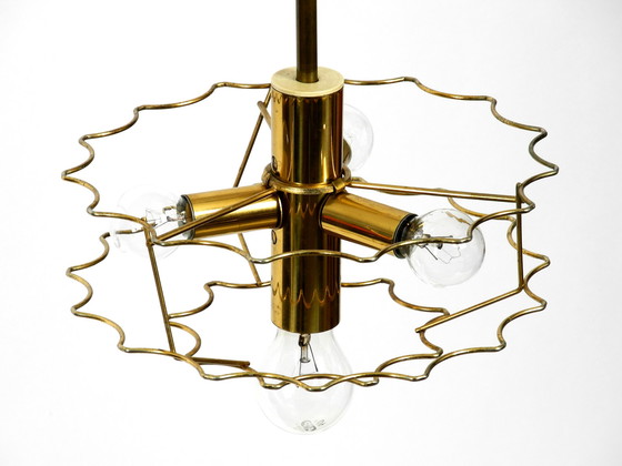 Image 1 of Italian Mid Century chandelier with oval Murano glasses