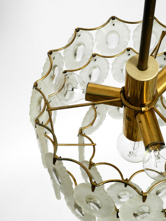 Image 1 of Italian Mid Century chandelier with oval Murano glasses